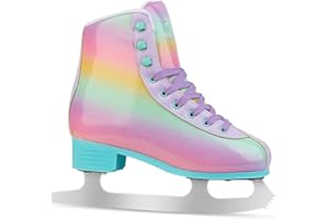 HALOSK Premium Leather Womens/Girls Figure Ice Skates - Memory Foam Collar Beginner Youth Ice Skates with Stainless Steel Blade, Women Size 5 6 7 8 9 10