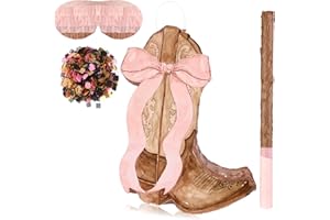 Glimin Bow Cowgirls Boot Piñata Birthday Party Decors Western Cowgirls Party Favors with Blindfold Stick and Confetti for Photo Prop Candy Holder Supplies