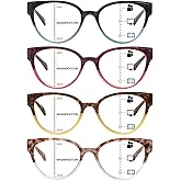 COJWIS Progressive Multifocus Reading Glasses for Women - 3 Pack Computer Readers with Blue Light Blocking and Spring Hinge
