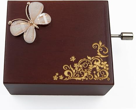 Amazon オルゴール 18 Notes ミニサイズ 手回しボックス型 バタフライ 曲 Happy Birthday オルゴール おもちゃ