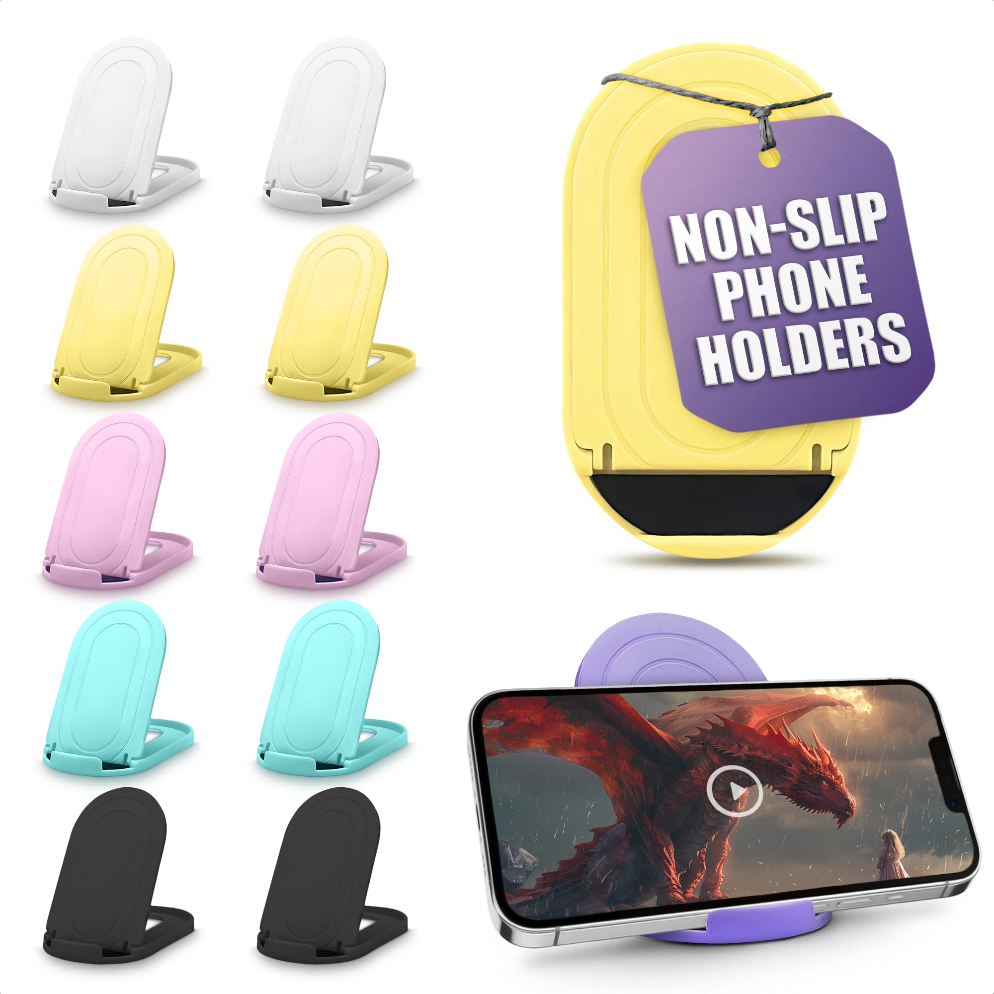 Photo 1 of 12 Pcs Cell Phone Stand for Desk – Stable Cell Phone Holder Bulk Pack, Adjustable Design with Silicone Pads, Fits 4–7.9" Devices – Cellphone Stand for Desk with Anti-Slip Base & Secure Positioning