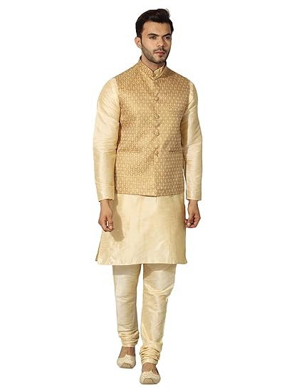 Golden kurta pajama with basket Clearance