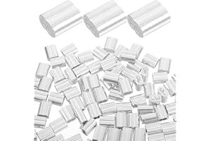 GALPADA 200pcs Aluminum Double Ferrule Wire Crimp Sleeves 1/4" 6mm Steel Rope Connectors for Industrial