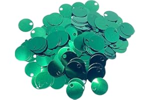 BIHIZLI 10/20/30 mm Flat Round Sequin Paillettes, Hole 4 mm Mix Color Assortment Acrylic Sequin - 1,76 Ounce (50 Grams) - 20mm Green