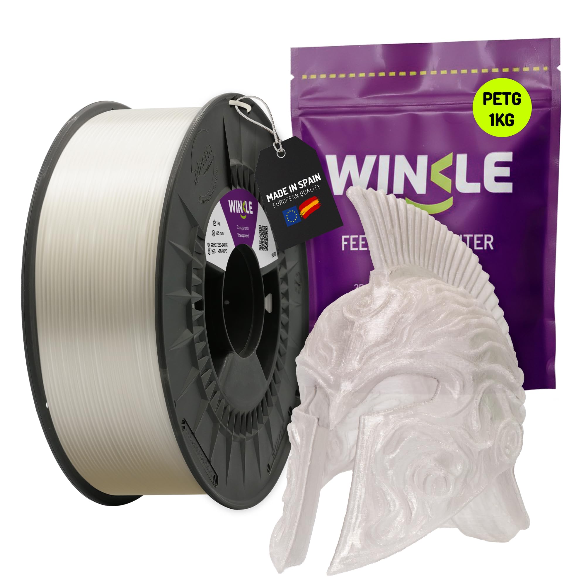 Winkle Petg Filament 1.75mm Clear 3D Printing Filament 1000g Spool — image 1