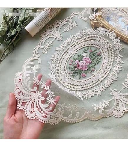 lace dressing table mats 6-Pack Vinyl Dining Table Mats 15" Vintage Floral Lace Design White