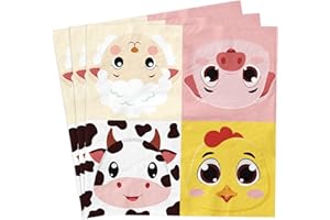 APUXXJUPA 100 Pcs Farm Animal Napkins, Multicolor, Paper, 13" x 13", Multi-Ply, Children's Party Napkins