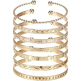 Tweruna 7 Pcs Open Gold Bangles for Women, Adjustable Gold Bracelets, Multi Layer Stackable Cuff Bracelet Set, Stylish Accessories, Indian Open Cuff Bracelet, Jewelry Gifts