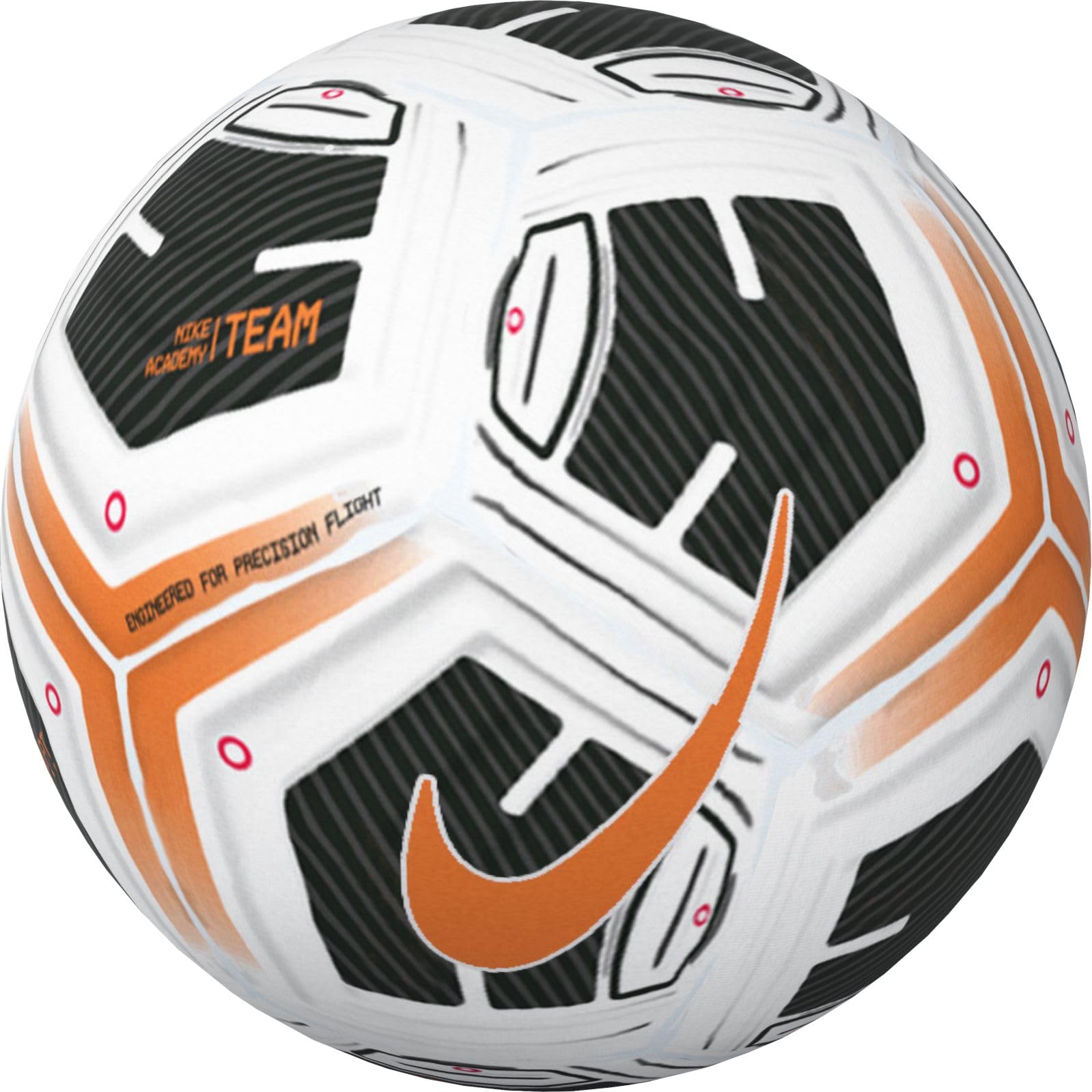 Nike FZ7540-101 NK ACADEMY - TEAM - FA24 Recreational soccer ball Unisex WHITE/BLACK/TOTAL ORANGE Size 5