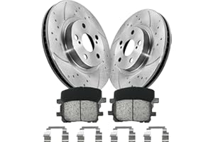 ANPULSERO FIWRILUVX Anpulsero Brake Pads And Rotors Kit Front Vented Compatible with 2003-2008 Toyota Corolla;2003-2008 Toyota Matrix;2003-2008 Pontiac Vibe Drilled Slotted Brake Rotors& Pads for D923-7824 & 31270(275mm)