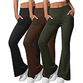 Sweetyweee 3 Pack Women's Flare Leggings Yoga Pants Workout Bootcut Yoga Pant High Waisted Wide Leg Casual Bell Bottoms