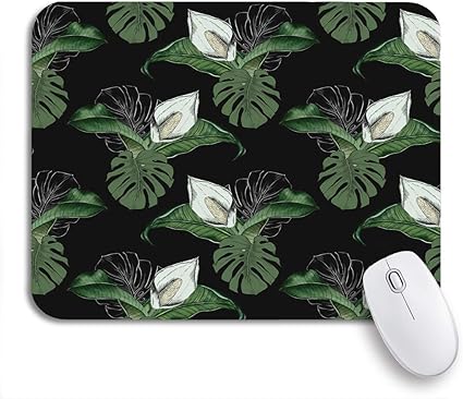 Amazon Ecomaomi 可愛いマウスパッド グリーン抽象植物ヴィンテージ熱帯咲くモンステラ花アロハノンスリップラバーバッキングコンピュータマウスパッド用ノートブックマウスマット Ecomaomi マウスパッド 通販