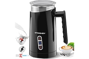 Milk Frother,4-in-1 Electric Frother for Coffee,Spacekey 10.1oz Milk Frother and Steamer,Milk Warmer Heats up to 167℉,Automatic Hot & Cold milk foamer with Buzzer for Latte,Cappuccino,Chocolate Milk