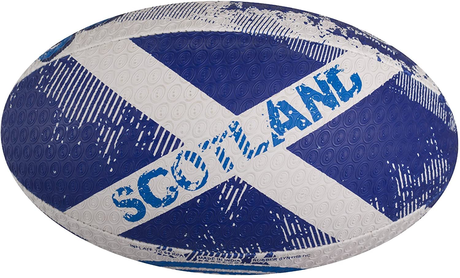 Optimum SCOTLAND National Rugby Ball- Iconic Style with Great Flight and Air Retention - Rubber Dimpled Surface for Enhanced Grip - 2-Ply 410g Ball, Size 5