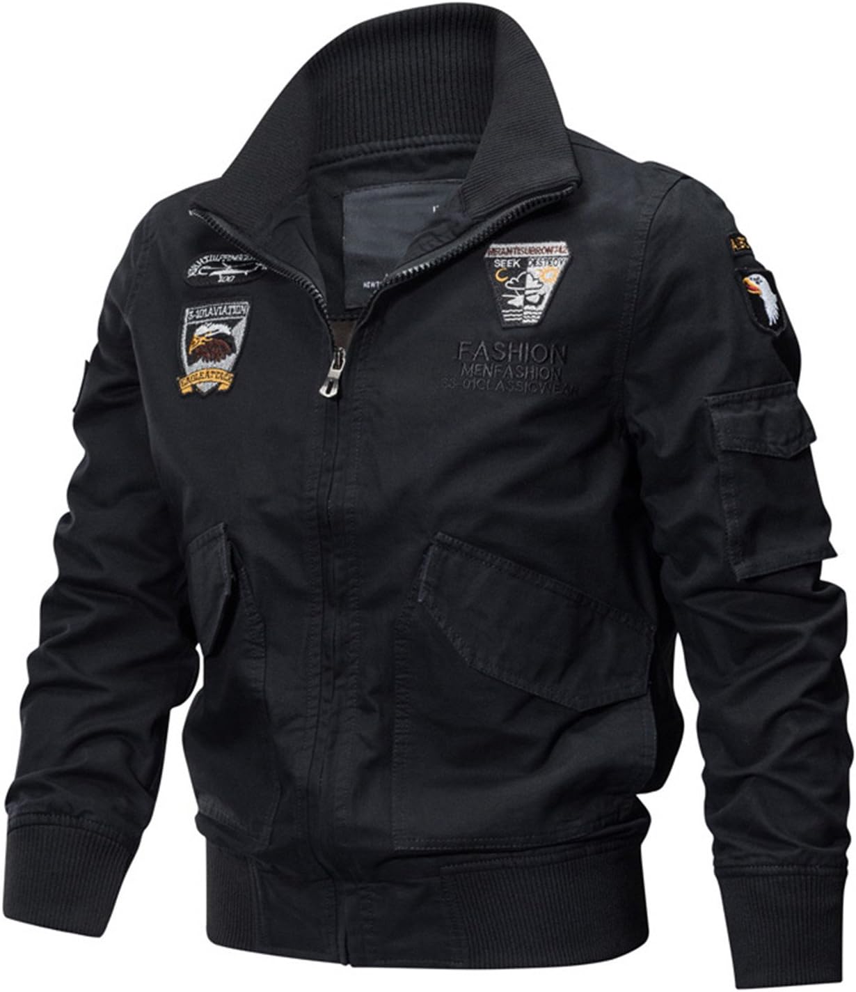 Marvin Cook Military Jacket Men Winter Thermal Cotton Jacket Coat Army Pilot Jackets Air Force Cargo Coat Slim Black XXL