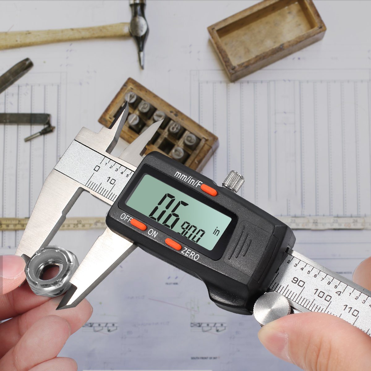 ESYNIC Digital Vernier Caliper with 32 Feeler Gauge 150mm/6Inch