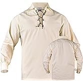 H HIGHLAND REDSTONE Jacobite Shirt for Men Scottish Ghillie Kilt Shirt Long Sleeve Lace Up Medieval Renaissance Pirates Shirt