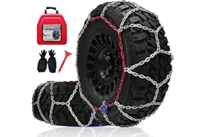 TASEYOK Snow Chains for Pickup Trucks, 2 Piece x 12mm, 1 Minute Quick Installation Tire Chains with Automatic Tensioner, Heavy-Duty Emergency Tire Traction Chain for Pickup Trucks and Off-Road SUVs (HYR-B)