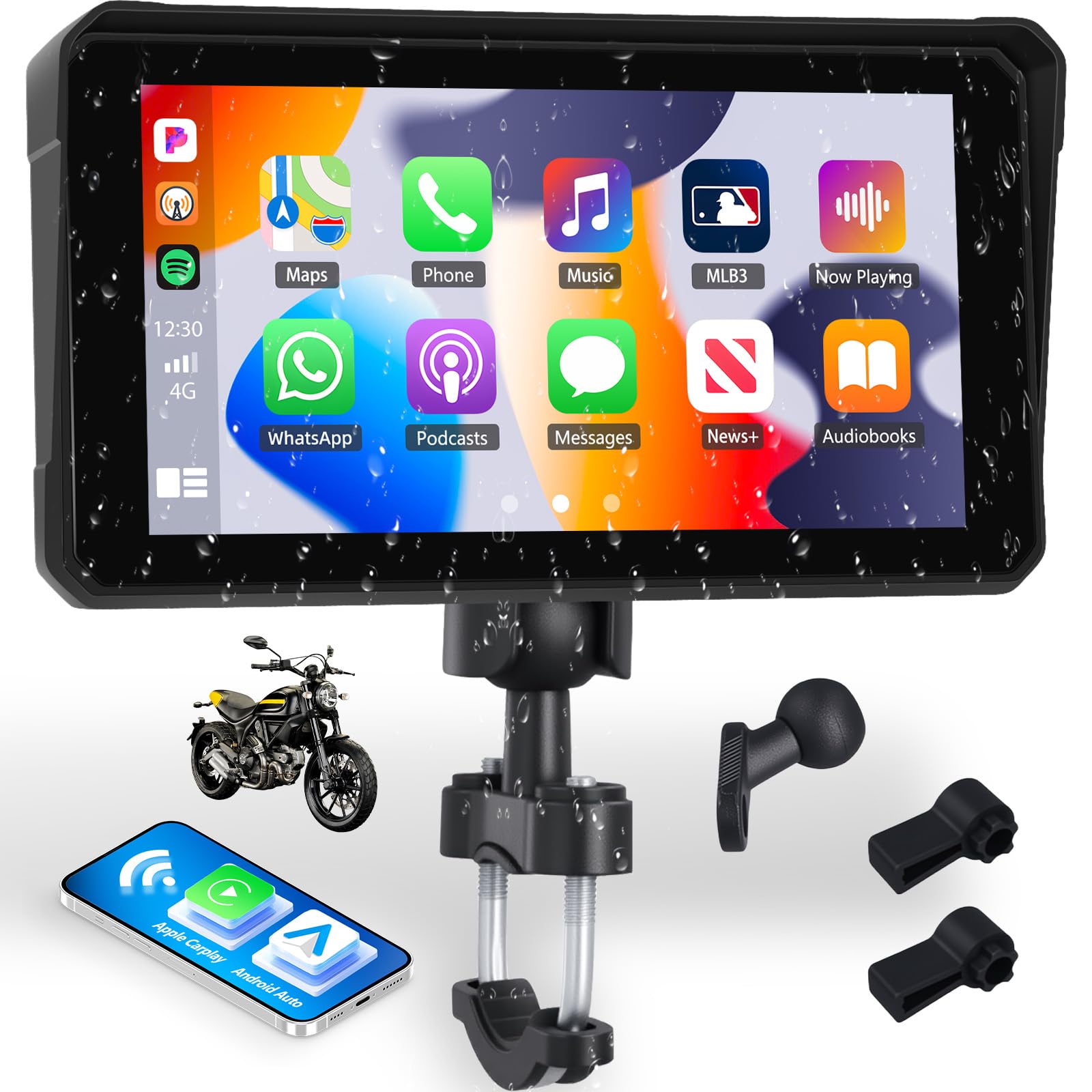 Photo 1 of SIXTOP Motorcycle CarPlay Screen with Wireless Apple CarPlay Android Auto, 6 Inch Waterproof Touch Screen, GPS Navigation for Motorbike Support Dual Bluetooth, Mirror Link, EQ, Siri Voice Control