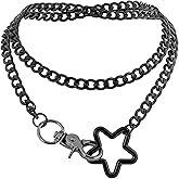 Sacina Black Chunky Chain Star Necklace, Gothic Emo Punk Grunge Necklace, Goth Jewelry, Christmas Jewelry Gift for Women