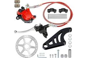 XIKOBY Upgraded Mini Bike Hydraulic Brake Kit and Rear Brake Caliper Mounting Bracket Adapter for Coleman CT100U with 180mm Disc Brake Rotor Master Cylinder Pad Assembly Hardware Part