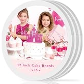 Cerpourt 3PK Cake Boards 12 Inch Round-Sturdy 1/3 Inch Thick Cake Drums,Disposable Cake Plates-White Food Grade Cardboard for displaying Cakes,Bread, Desserts