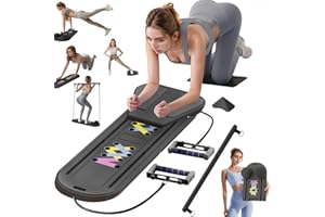 Lerpio Pilates Reformer Board, 6 in 1 Portable & Foldable Pilates Reformer Set with Resistance Bands, Pilates Board for Home Workout, Multifunctional Abdominal Board