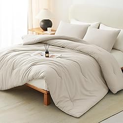 CozyLux Beige Comforter Set Full Size, 3 Pieces