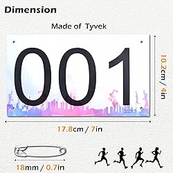 TRIWONDER Tyvek Running Bib Competitor Numbers with