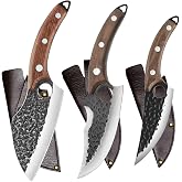Handmade Forged Kitchen Knife 3 Pcs Professional Chef Knife Set, Hunting, BBQ Meat Knives for Cooking, Forged Kitchen Knife w