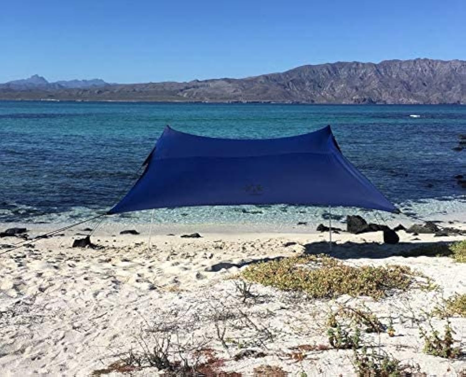 Neso Portable Beach Tent Sun Shelter with Sand Anchor - Lightweight Beach Shade Canopy - Easy Setup for Family Outings - Patented Reinforced Corners - UPF 50+ Sun Protection - 7 x 7ft - Navy
