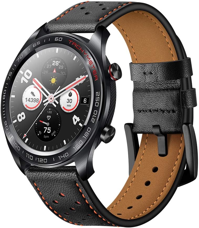 AISPORTS Compatible for Samsung Galaxy Watch 3 45mm Strap Leather for Women Men 22mm Quick Release Watch Strap Soft Breathable Sport Wristband Bracelet Replacement Strap for Galaxy Watch 46mm/Gear S3