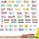 AOWDIAO Learning Wall Decals for Kids - Peel and Stick Alphabet, Numbers, Colors &amp; Animals - Classroom, Nursery and Playroom Educational Decor