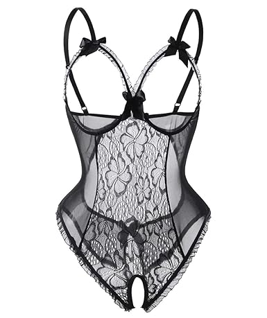 Avondii Damen Transparent Reizwäsche Oberteil Lingerie Bodysuit Nachtwäsche J1014
