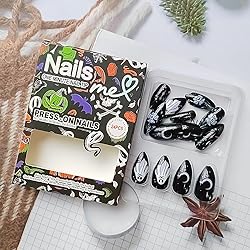 Halloween Press on Nails Short Almond Fake Nails