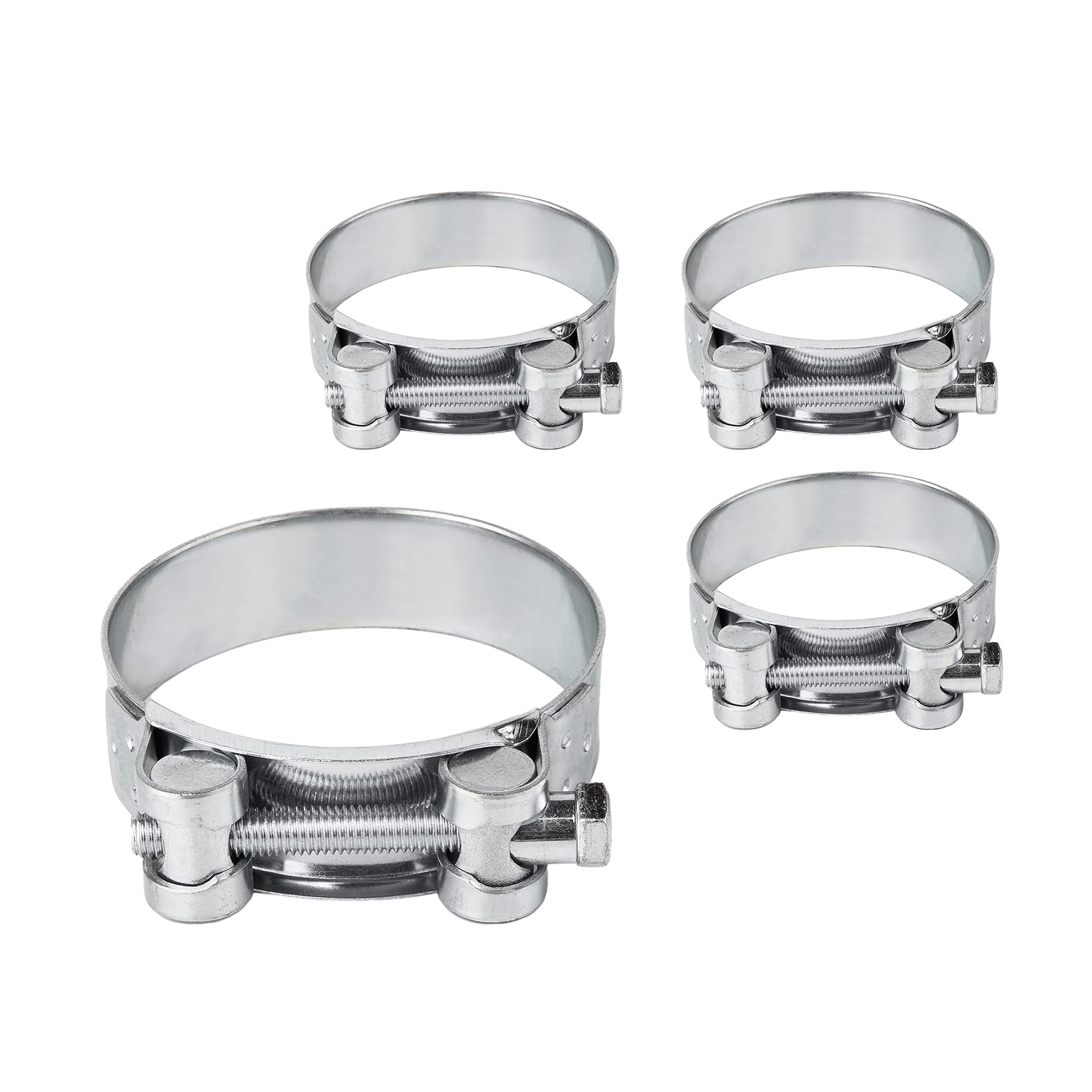 (Pack of 4 pcs) Pipe 52-55 mm Strong Reinforced Pipe Clamps, Galvanized Steel Tube Hose Clamp Fasteners (4 pcs, 52-55 mm)