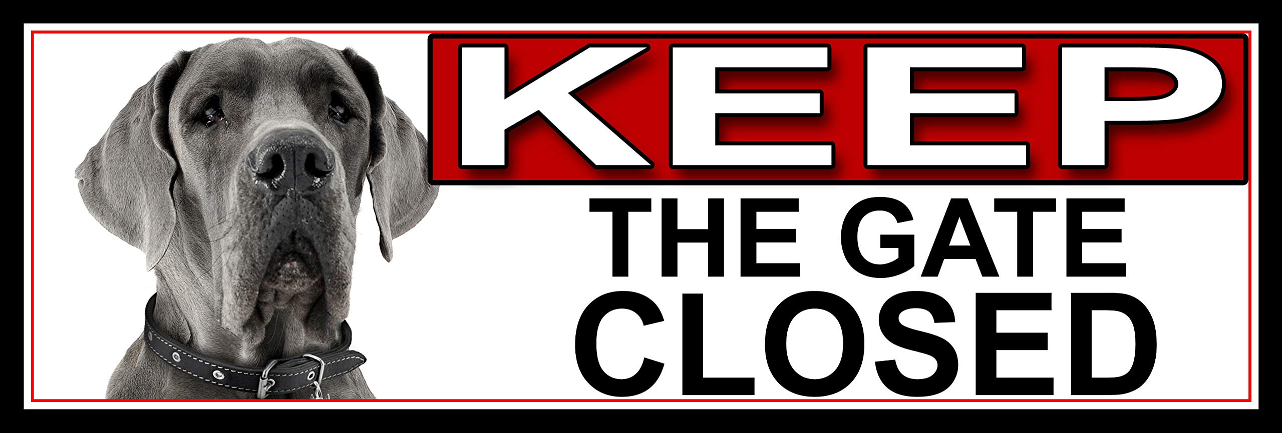 SHAWPRINT Great Dane KEEP THE GATE CLOSED METAL GATE SIGN 266mm x 87m. (763H2)