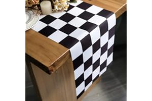 LETJOLT Table Runner Black and White Checkerboard Racing Theme for Anniversary Runner Dinner Parties Supplies Birthday Party Wedding Winter New Year Decorations 12 x 72 Inches