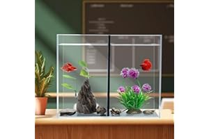 VIMVINS 3 Gallon Betta Fish Tank with Divider, Small Aquarium, Fits 2 Bettas, 1.5 Gallon *2 Rooms.(Divider not Removable)
