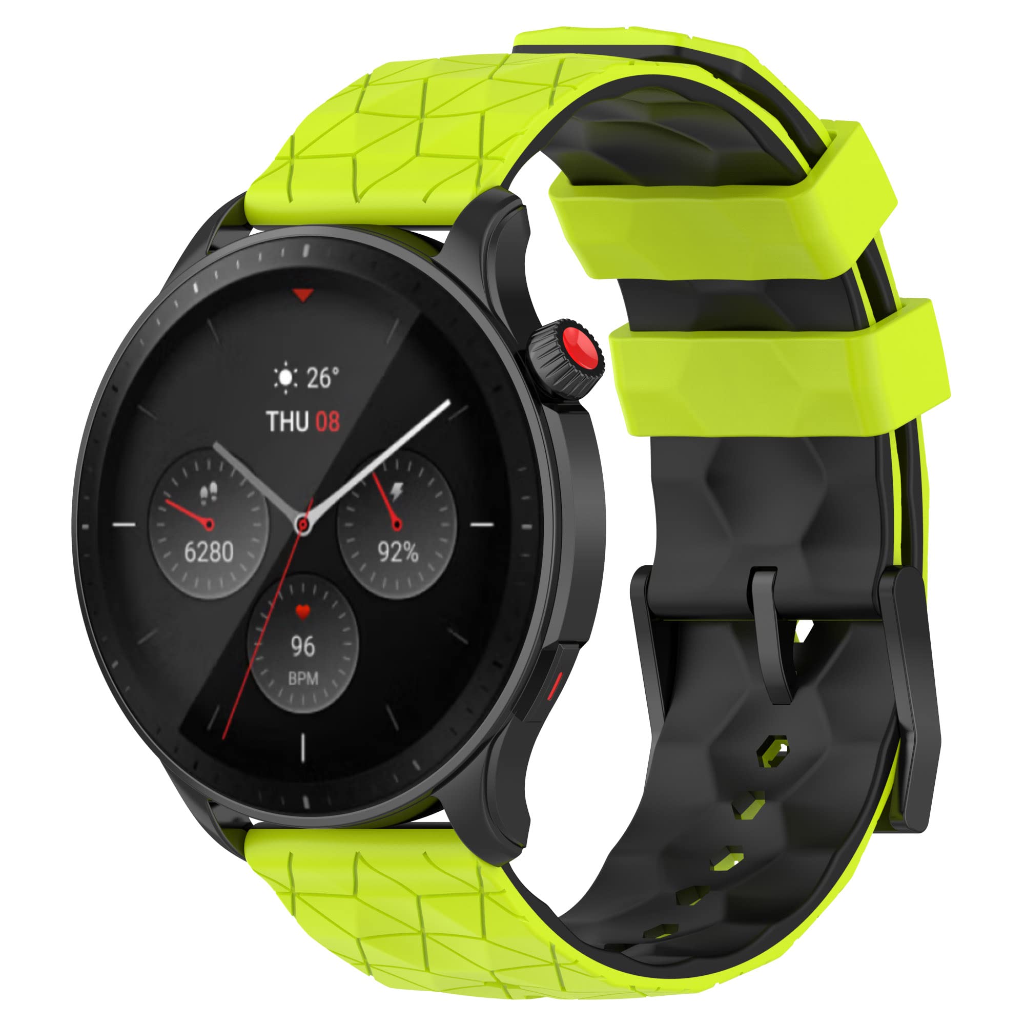 JYMYI Smart Watch Band for Amazfit GTR 3/3 pro Strap, 22mm Silicone Armband Replacement Wristband for Amazfit GTR 2/GTR 2e/GTR 47mm/Amazfit Stratos 2/Stratos 3/Amazfit Pace/Zepp Z (lemon black)