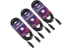 Moukey XLR Cables 25ft XLR 25 Feet Microphone Male to Female Mic Cables Cord, Black 3-Pack