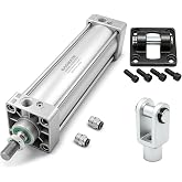 Baomain SC 63x200 Pneumatic Cylinder 2-1/2" Bore 8" Stroke + Mounting Kit | Double-acting 2.5" bore, 8" stroke air cylinder with CY/CB mounting kit &amp; fittings for smooth industrial automation tasks