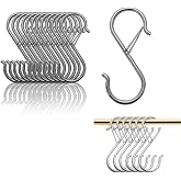 Coieaa S Hooks for Hanging, Heavy Duty with Safety Buckle Design, S Shaped Utility Hooks for Kitchen Utensil, Pans, Closet Rod, Bags, Purse, Plants, Hooks for Hanging Pots (12, Silver)