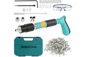 BLU7IVE Concrete Steel Nails Gun Tool with 200pcs Round Nails,5 Gear Wall Fastening Rivet Gun Tool Manual Rivet Nail Gun Household Nail Gun Monitor Installation Gun Woodworking