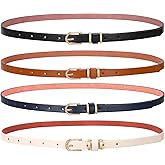 SANSTHS 4 Pack Women Thin Belts for Jeans Dresses Coats Skinny Women Belt with Gold Alloy Buckle