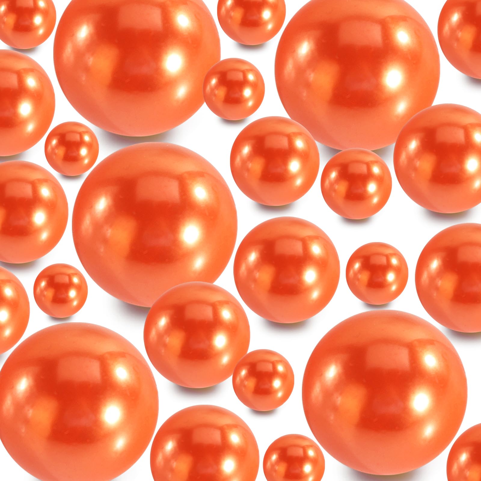 Photo 1 of YULYNJQ Vase Filler Beads 60PCS Orange Floating Bead for Centerpieces Vases Fake Pearl for Floating Candles Wedding Table Birthday Theme Party Home Decor Makeup Brush Beads No Hole(Orange)