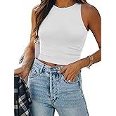 ATHMILE Womens Double Lined Crop Tank Tops Casual Basic Shirts Sleeveless Workout Tops Cute Summer Clothes Teen Girls