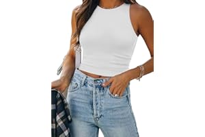 ATHMILE Womens Double Lined Crop Tank Tops Casual Basic Shirts Sleeveless Workout Tops Cute Summer Clothes Teen Girls