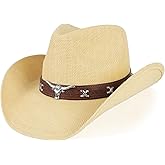 WQWOVRVO Cowboy Hat,Cowgirl Hat,Western Cowboy Hats for Women/Mens/Straw Wide with Shapeable Brim Cowboy Hat for Womens