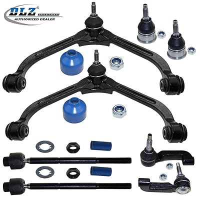 DLZ 8 Pcs Front Suspension Kit-2 Upper Control Arm Ball Joint Assembly 2 Lower Ball Joint 2 Inner 2 Outer Tie Rod Ends Compatible with 2002 2003 2004 Jeep Liberty K3198 K3199 EV402 ES3535 ES3536